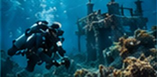 Divers on a reef Divers on a reef
