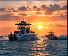 Boat on the water at sunset Boat on the water at sunset
